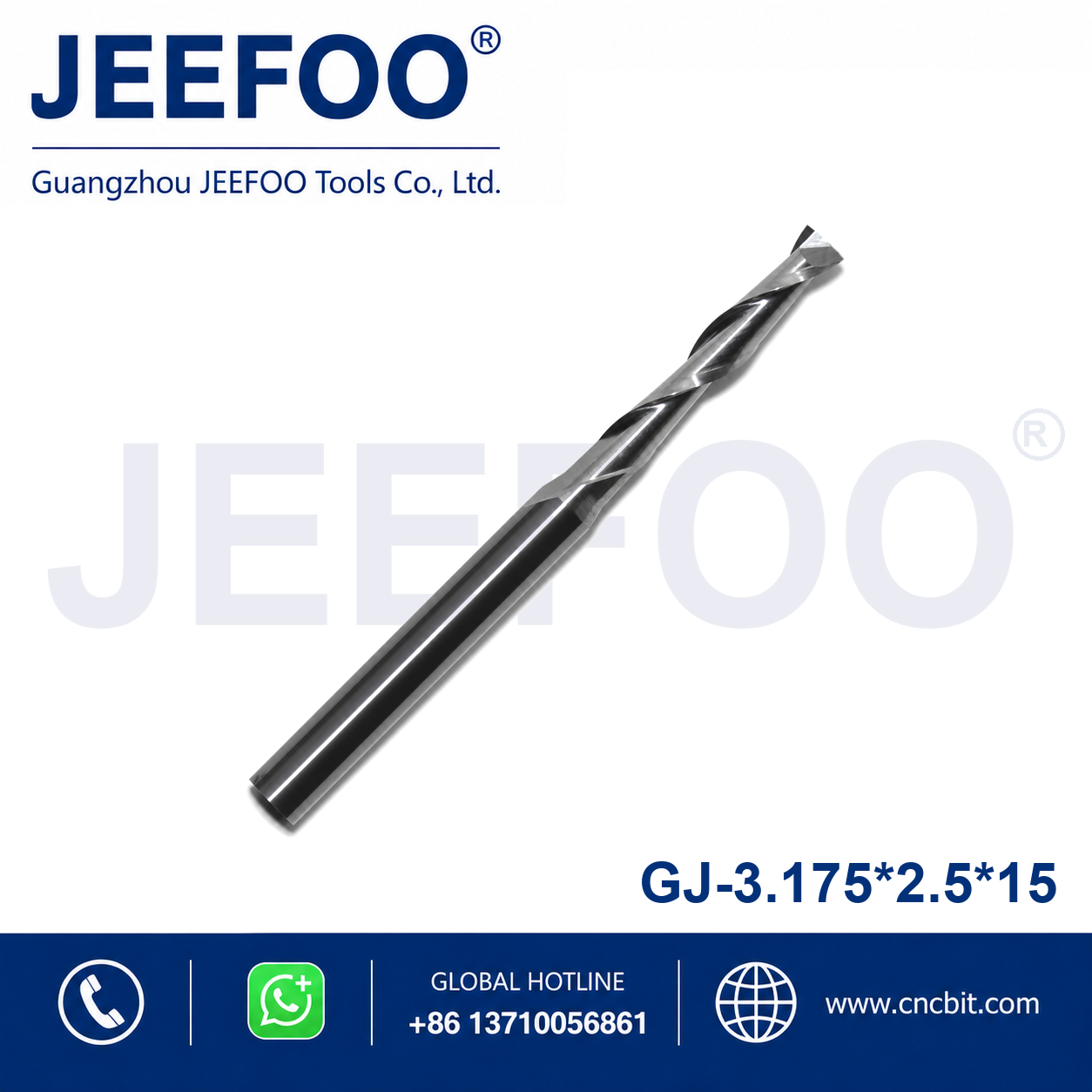 3.175x2.5x15 Two Spiral Flute Bits CNC router cutter