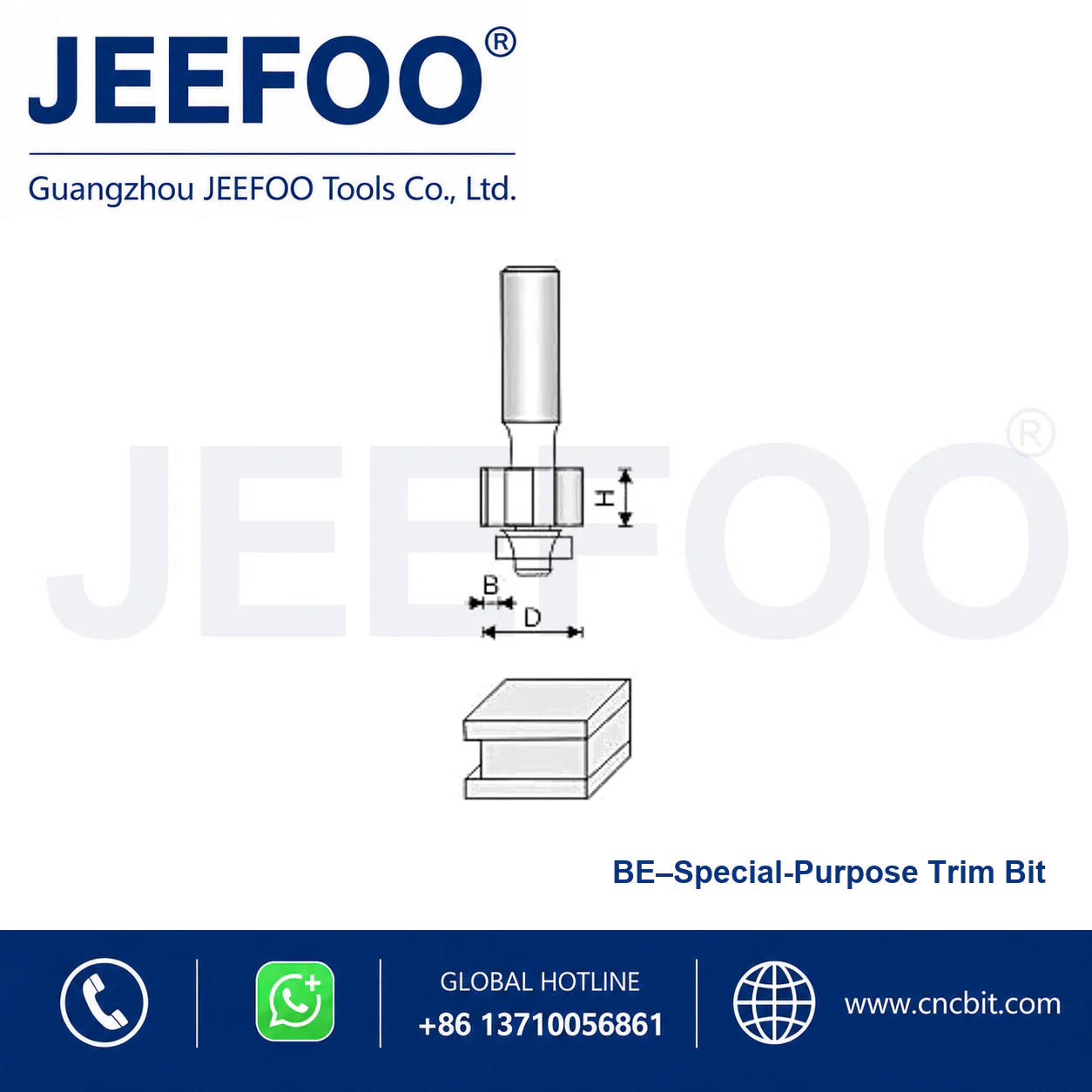 BE Bearing Guided Trimming Cutter schematic product image