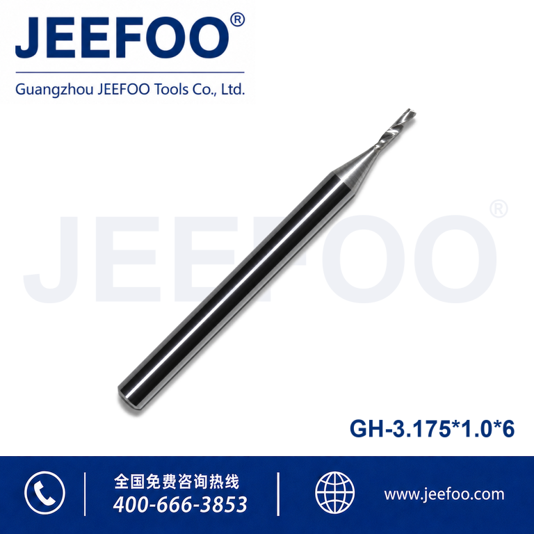 3.175x1.0x6 one/single flute spiral CNC router bits MDF. PVC Board, Acrylic product image