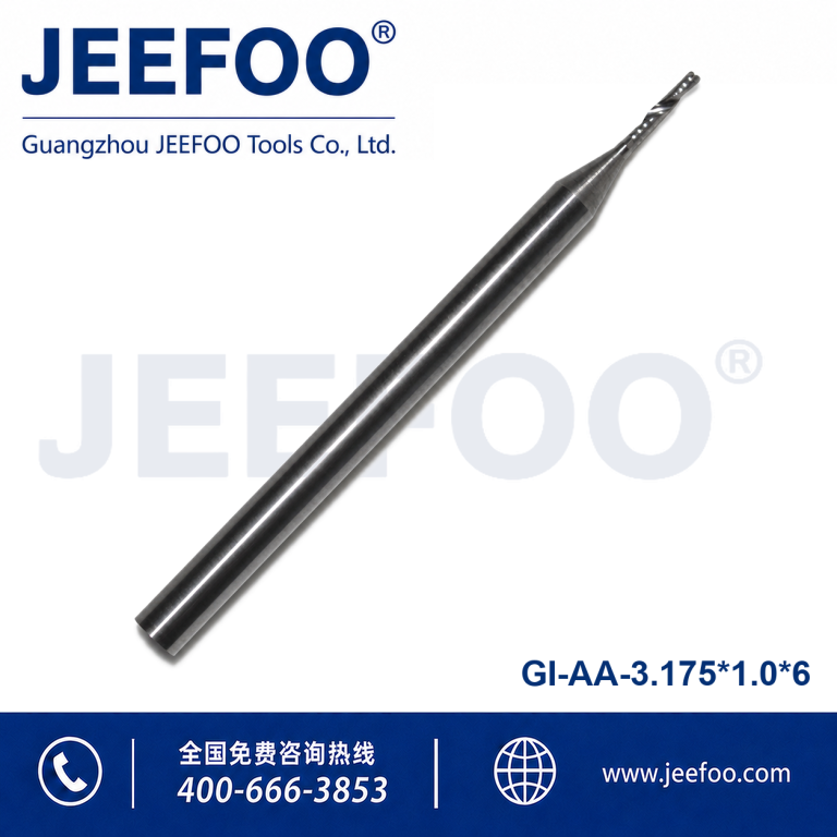3.175x1.0x6 AA Single Flute Spiral Tungsten Milling Cutter Smooth Acrylic Engraving product image