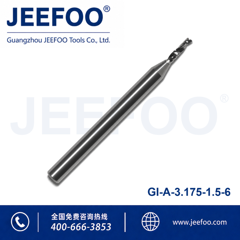 3.175x1.5x6 Solid carbide One Flute Spiral Bits for cnc machine, CNC Milling Cutters, CNC Router Bit, Acrylic Tools product image