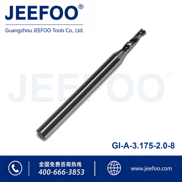 3.175x2.0x8 One Flute Spiral Bits for Acrylics, CNC Milling Cutters, PVC Mills Tools product image