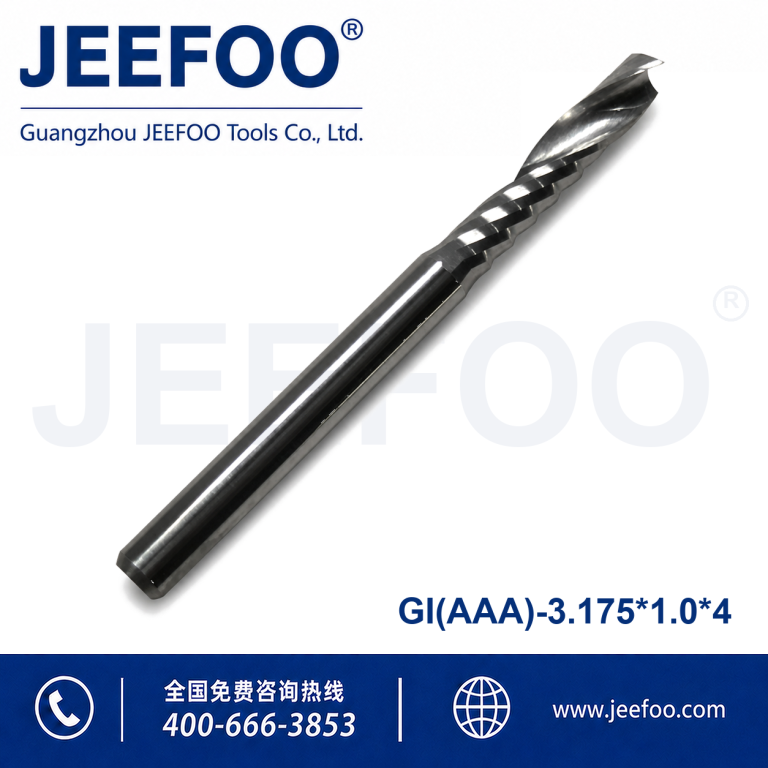 3.175x1.0x4 AAA High Precision One Spiral Flute Carbide Milling Cutter Burr-Free Acrylic Engraving Bit product image