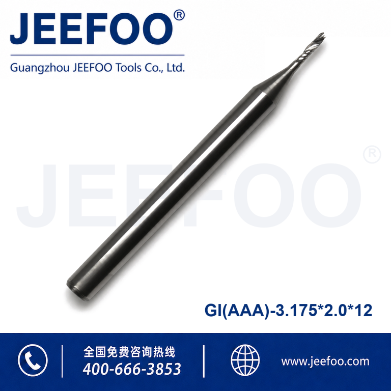 3.175x2.0x12 AAA Quality Tungsten Carbide Single Flute Spiral End Mill for Acrylic Engraving product image