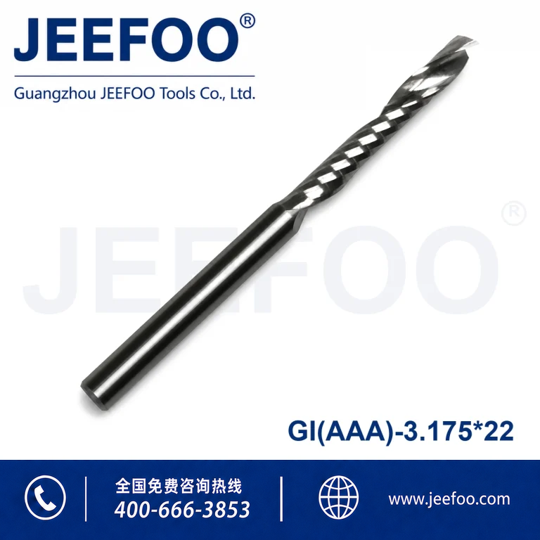 3.175x22 AAA Quality Single Flute Spiral CNC Milling Cutter, Wear Resistant Carbide Router Bit Perfect for Acrylic PVC Plastic Panel Carving product image