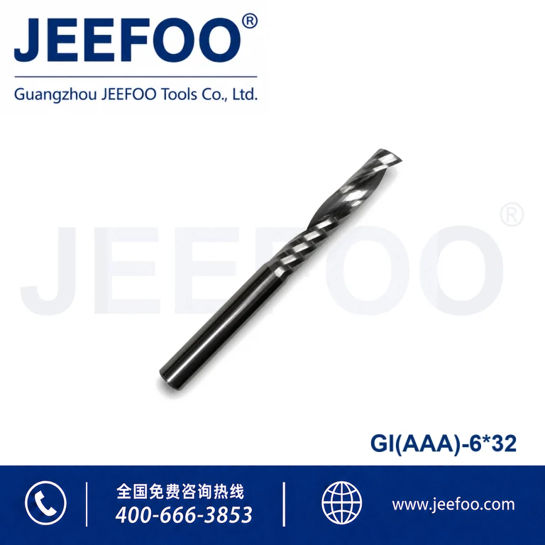 6x32 AAA Grade One Spiral Flute Solid Carbide End Mill, Polished Edge CNC Router Tool for Acrylic Sheet Cutting product image