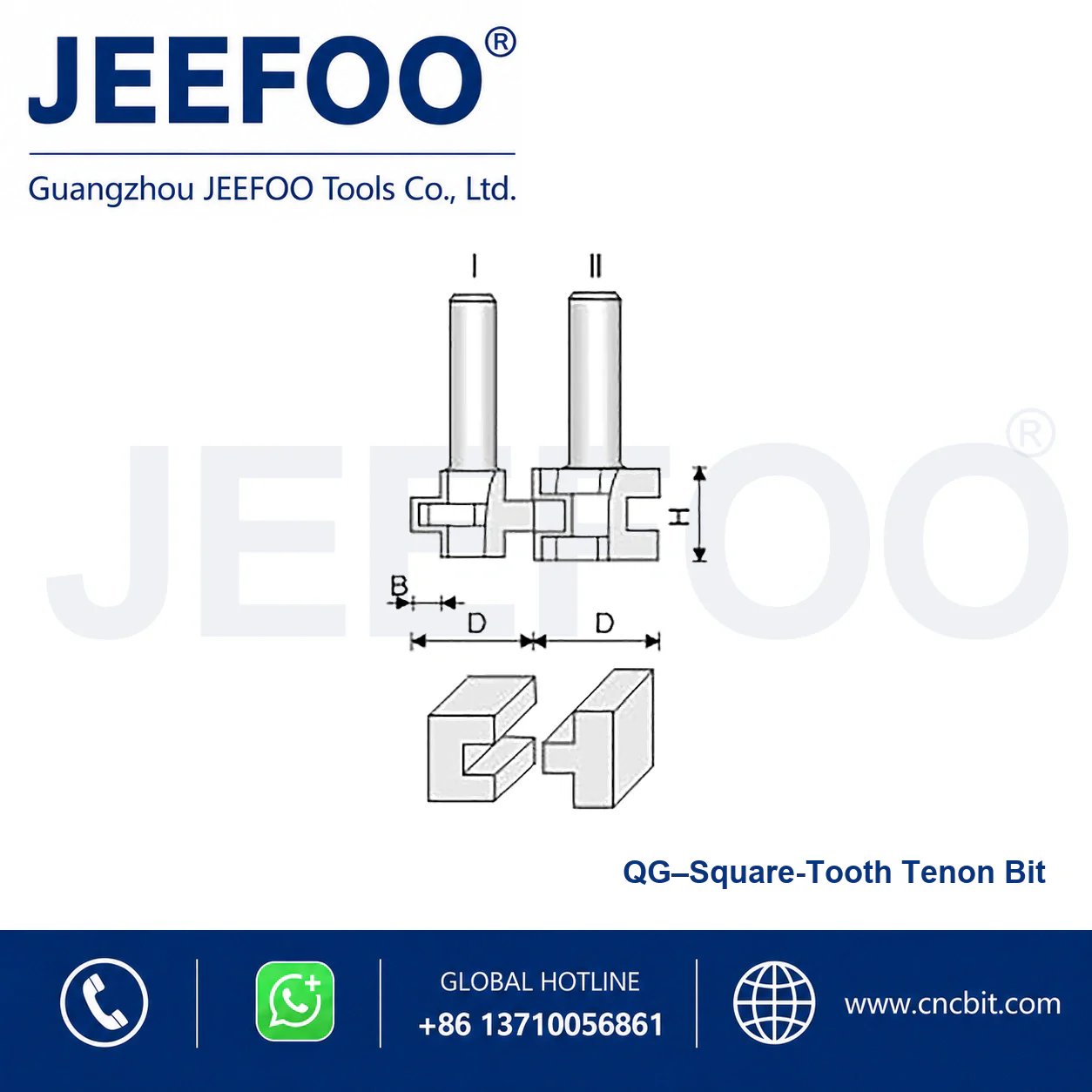 QG T-Type Tenon Cutter Set schematic product image