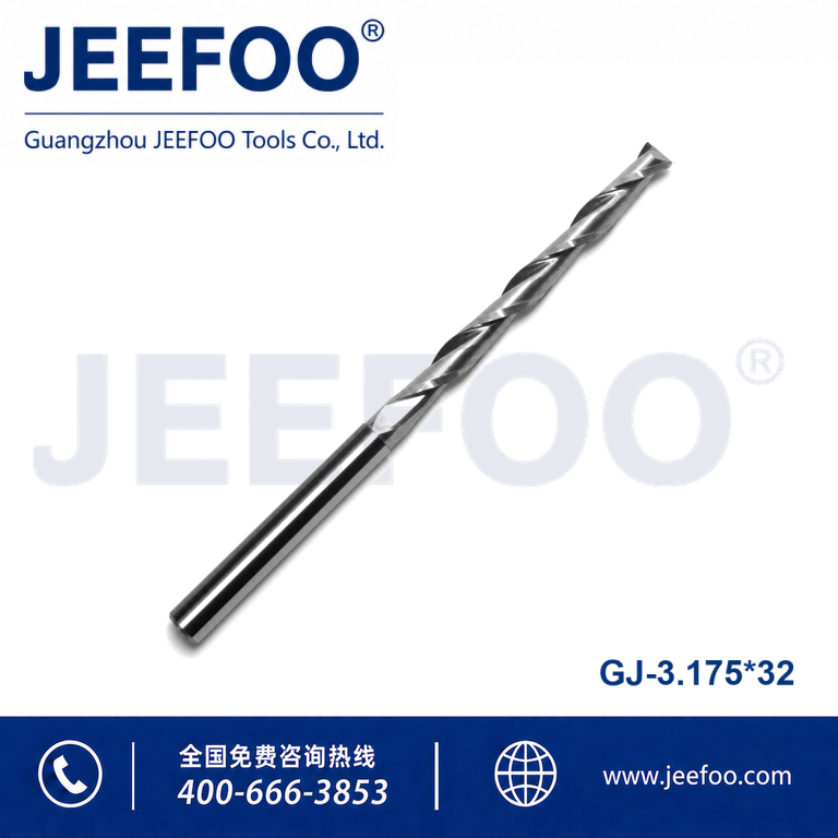 3.175x32 Two Spiral Flute Bits - 2 Flutes Spiral Bit/Carbide Carving Tool Bits, Engraving Tool Cutters,End Mill Cutters for CNC Router Machine product image