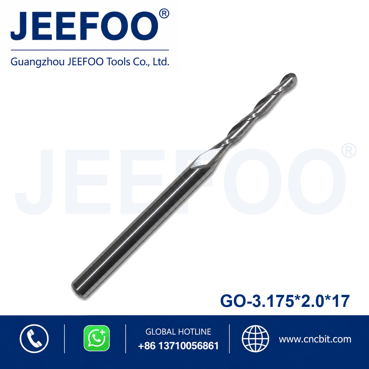 3.175x2.0x17 two flute ball nose end mill