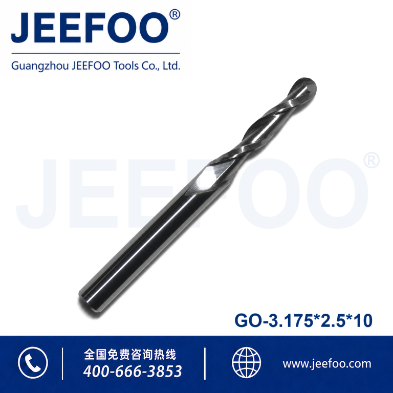 3.175x2.5x10 2-Flute Ball Nose Milling Cutter for Fine Finishing product image