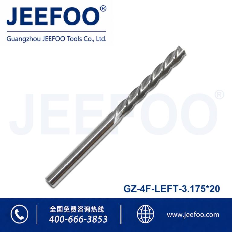3.175x20 Grade A 4 Flute Left Spiral Down Cut Router Bit product image