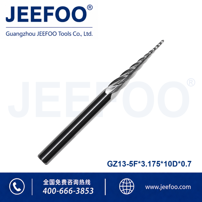 3.175x10°x0.7 Imported Gold Coated Five Flute Tapered End Mill product image