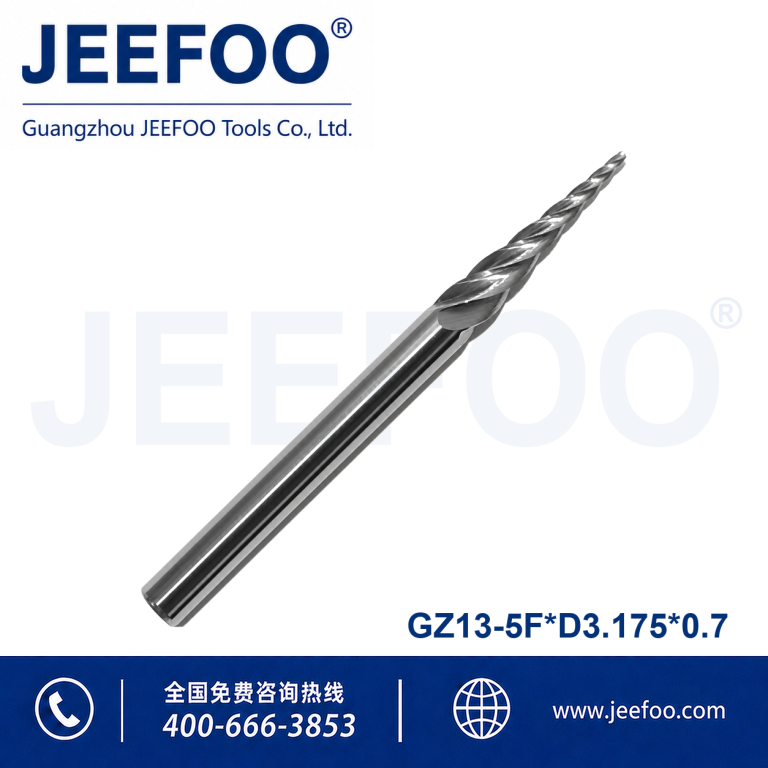 D3.175x0.7 Five Flute Spiral Tapered Router Bit product image
