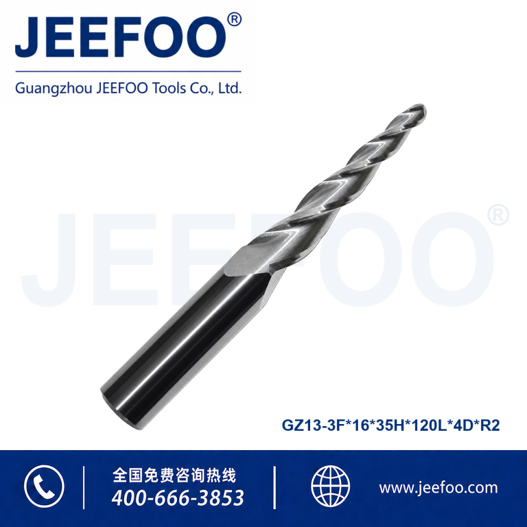 16x35Hx120Lx4°xR2 Solid Carbide Three Flute Spiral Taper End Mill product image
