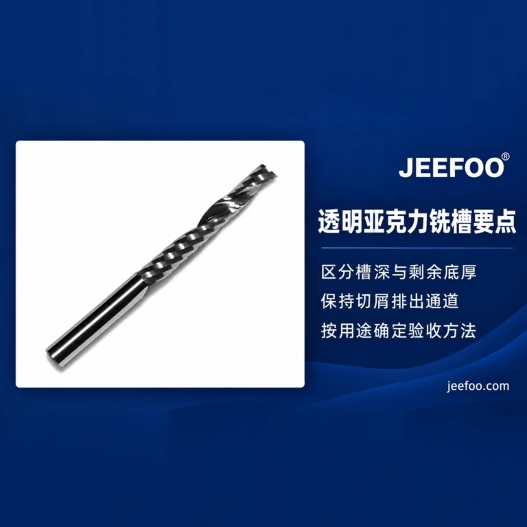 透明亚克力铣槽与铣腔：单刃铣刀如何兼顾排屑和剩余底厚