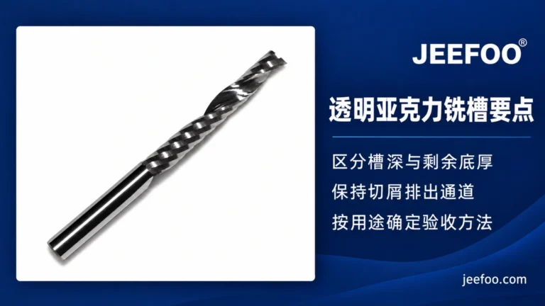 透明亚克力铣槽与铣腔：单刃铣刀如何兼顾排屑和剩余底厚